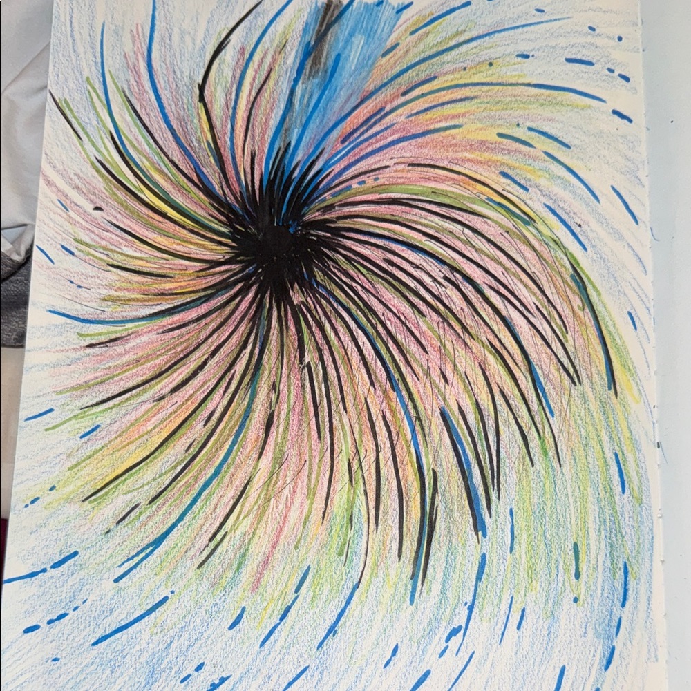 Hand Crafted Vortex Art - Black, Blue, Pink, Green
